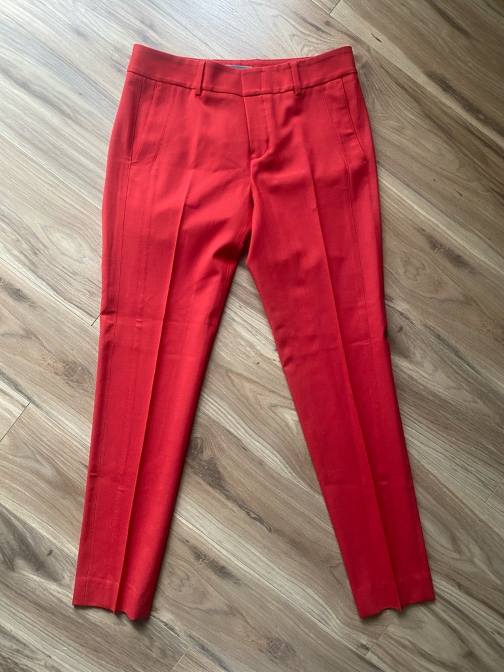 Vince Red High-Waist Trousers with Ivory Lining